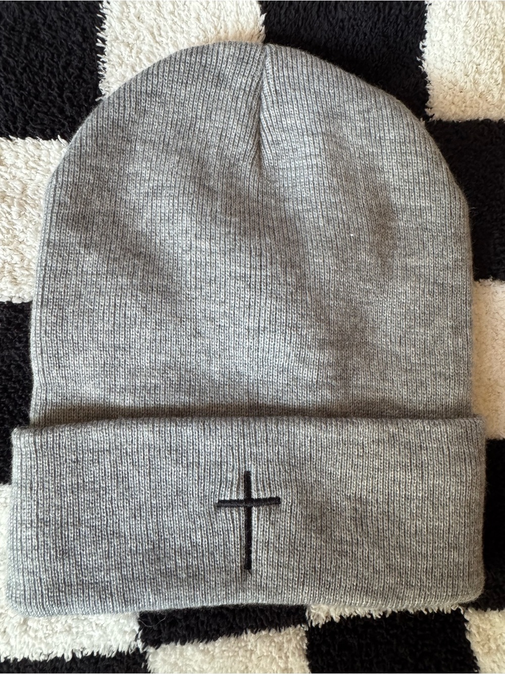 Brand New Cross Embroidered Gray Hat